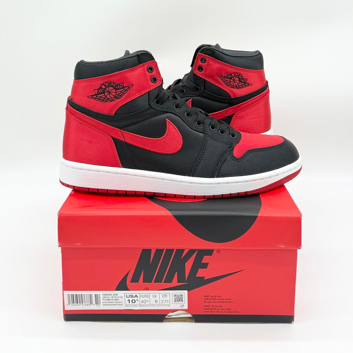 Jordan 1 Retro High OG “Satin Bred” (W) US10.5W (US9)
