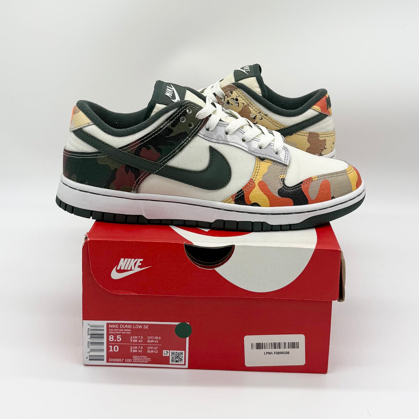 Nike Dunk Low “Sail Multi Camo” US8.5