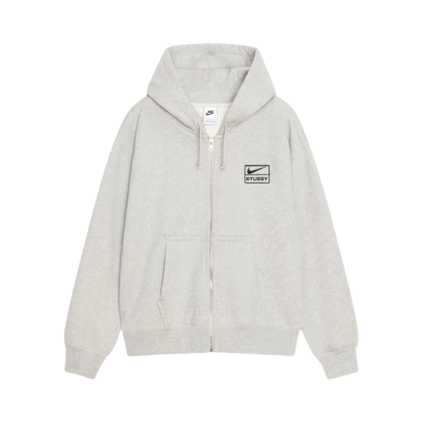Stussy x Nike Fleece Zip Up Hoodie “Grey Heather” (SS24)