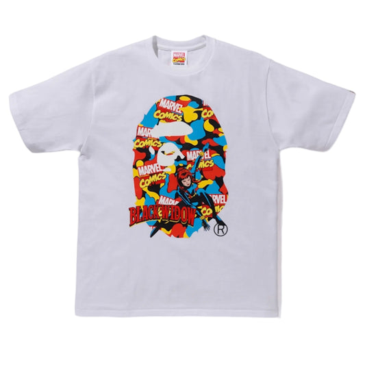 BAPE x Marvel Comics Camo “Black Widow” Tee White